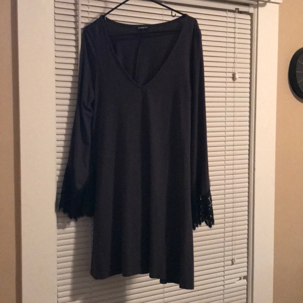 Gray Bell Sleeve Dress